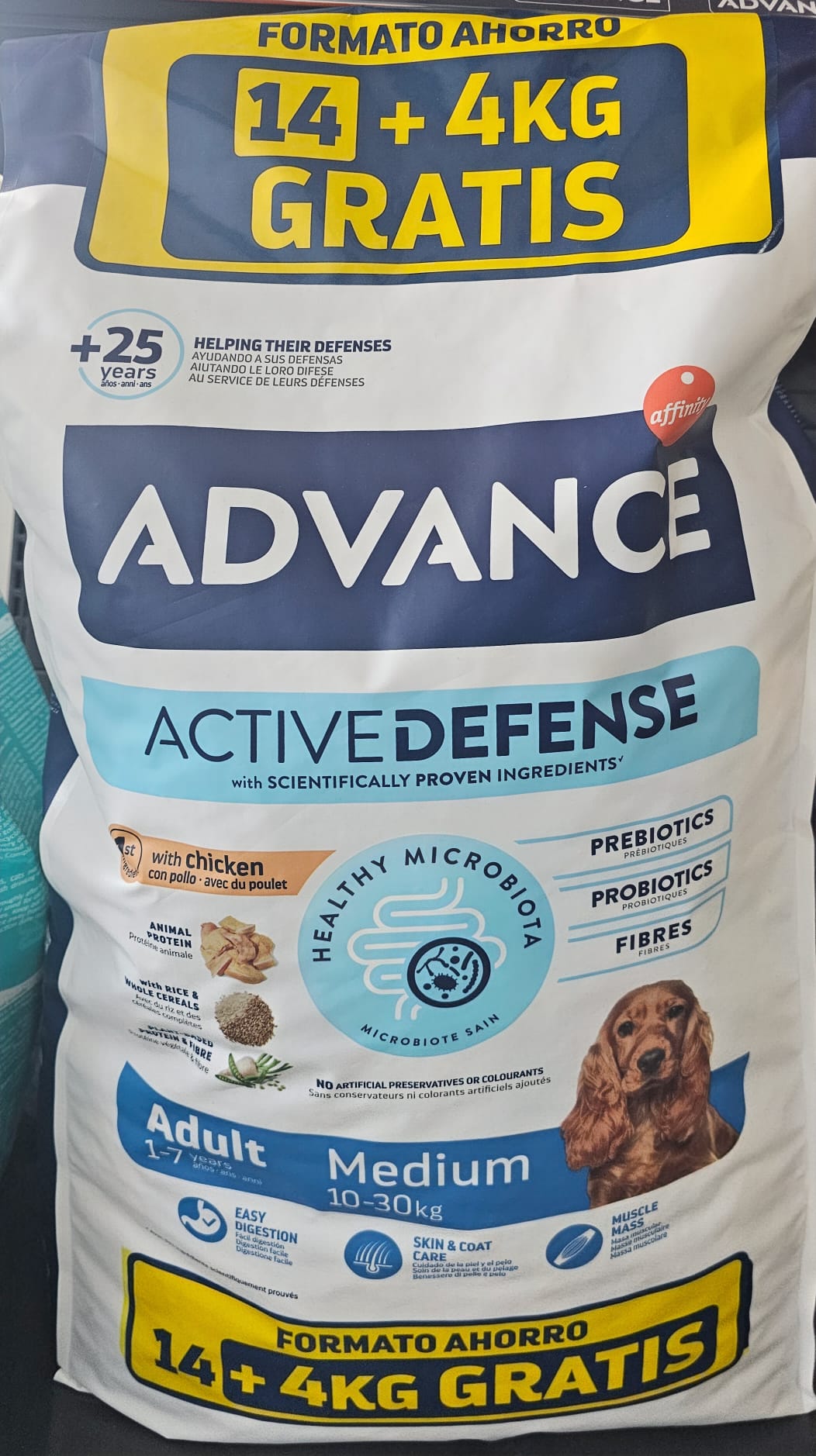 Advance dog – Medium Adult – pentru câini cu talie medie 14 Kg + 4KG GRATIS!